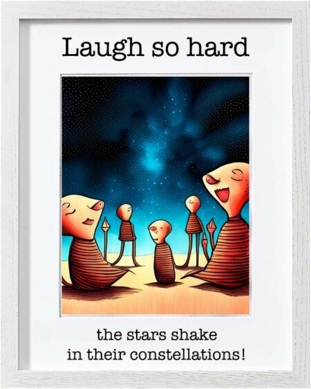Framed Poster: Laugh so hard the stars shake in their constellations! (Version 7)