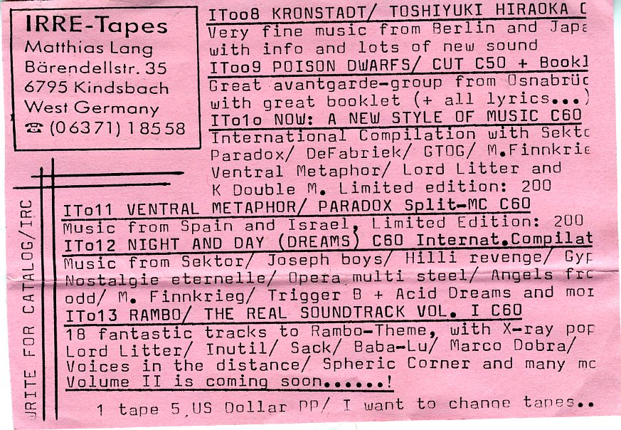 1989 Irre Tapes Press Release